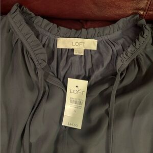 LOFT Charcoal Ruffle Top